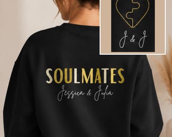 Personalisierter Partner Pullover mit Namen / Soulmates Sudadera / Geschenk für Paare / Couple Pullover / Beste Freundin Sudadera con capucha