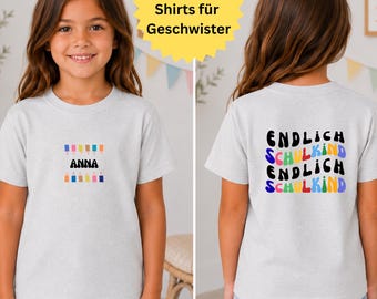 Camiseta escolar personalizada para niña y niño / Camiseta para el primer día de clases con nombre / Camiseta a juego para hermanos / Regalo escolar personalizado