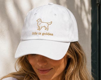 Gorra bordada de Golden Retriever, gorra de béisbol Life is Golden, regalo para mamás perrunas, gorra minimalista para papá, regalo para amantes de los perros, regalo para mamás de mascotas