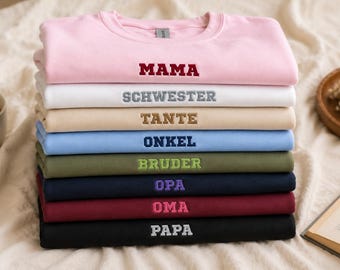 Besticktes Sudadera personalizada / Mama Papa Oma Opa Schwester Bruder Tante Onkel / Familien Pullover / Geschenk für Familie / Unisex