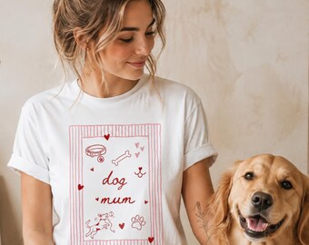 Dog Mum Shirt Damen – Hunde Mama Camiseta con Herz & Pfote / Geschenk für Hundemama / Hundeliebe Shirt / Geschenk Hundehalterin