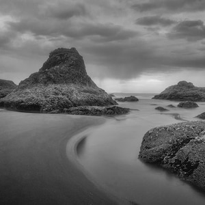 TIdal Passage – Black and White Ruby Beach Unframed Print, Olympic National Park Photography, Fine Art Wall Art