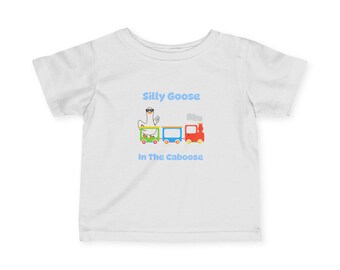 Camiseta infantil de Silly Goose in the Caboose / Camiseta de tren para bebé
