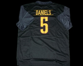 Camiseta de fútbol de Jayden Daniels Washington, nueva, negra, sin firmar y cosida a medida. Todas las tallas: S-3XL.