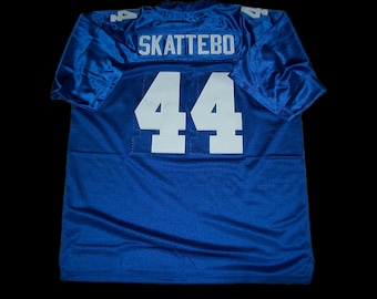 Camiseta de fútbol de Cam Skattebo, Nueva York, sin firmar, cosida a medida, azul, actual, todas las tallas S-3XL