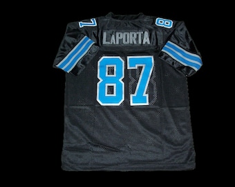 Camiseta de fútbol americano Sam LaPorta Detroit, nueva, negra, sin firmar y cosida a medida. Todas las tallas: S-3XL.