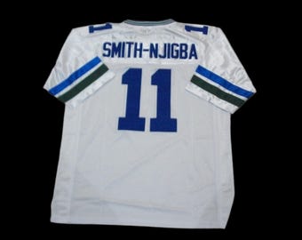 Camiseta de fútbol de Jaxon Smith-Njigba Seattle, blanca, nueva, sin firmar y cosida a medida. Todas las tallas: S-3XL.