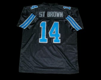 Camiseta de fútbol Amon-Ra St. Brown Detroit, nueva, negra, sin firmar, cosida a medida. Todas las tallas: S-3XL.