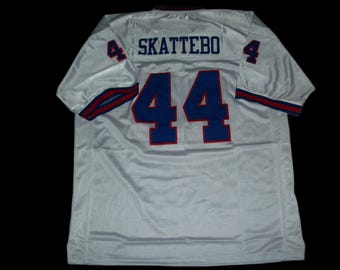 Camiseta de fútbol blanca nueva de Cam Skattebo, sin firmar y cosida a medida, de Nueva York. Todas las tallas: S-3XL.