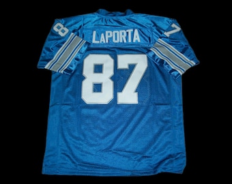 Camiseta de fútbol azul nueva de Sam LaPorta Detroit, sin firmar, cosida a medida, en todas las tallas S-3XL