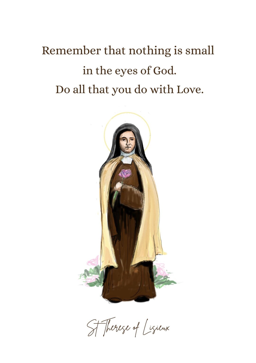 St Therese of Lisieux Portrait Printable, Catholic Saint Wall Art ...