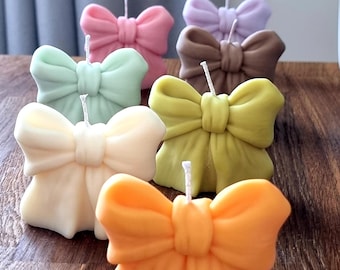 Candela a fiocco / Candela a nastro / Cera di cocco e colza / Fatta a mano / Vari colori / Decorazione per la casa / Senza profumo