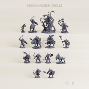 Bonegnasher Gnolls by Artisan Guild | 3D Printed Resin Miniatures | Table Top Role Playing Games