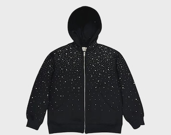 Rhinestone Galaxy Zip Up Hoodie | Unisex Sparkle Sweatshirt | Y2K Streetwear Jacket | SETDAY SPORTS