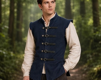 Brunel Leather Jerkin Men Buckle Vest Renaissance Cosplay Handmade Costume Jacket