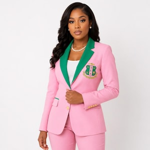 pink and green aka dress Alpha Kappa Alpha AKA Ivy Embroidered Polo Dress with Contrast Collar and Sleeves Green / 2X-Large