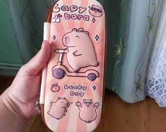 Capybara Pencil Case 3D Waterproof Pen Pouch Student School Supplies Organizer Large Capacity Zipper