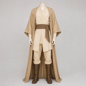 Jedi Tunika Set Handgjord Krämfärgad Mantel Vit Outfit Obi Wan Cosplay Kostym