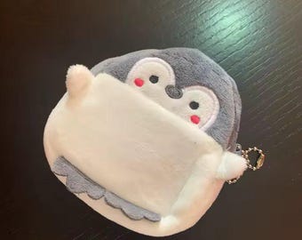 Penguin Plush Coin Purse Mini Zipper Wallet Key Pouch Small Change Holder Bag