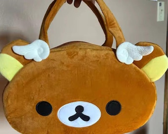 Kawaii Bear Plush Tote Bag Soft Cartoon Shoulder Handbag Large Capacity Gift