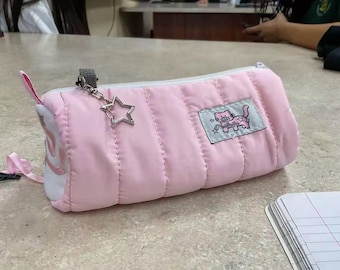 Large Capacity Pink Makeup Bag Pencil Case Soft Touch Cosmetic Organizer Gift