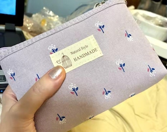 Canvas Makeup Bag Small Cosmetic Pouch Travel Toiletry Organizer Zipper Coin Purse