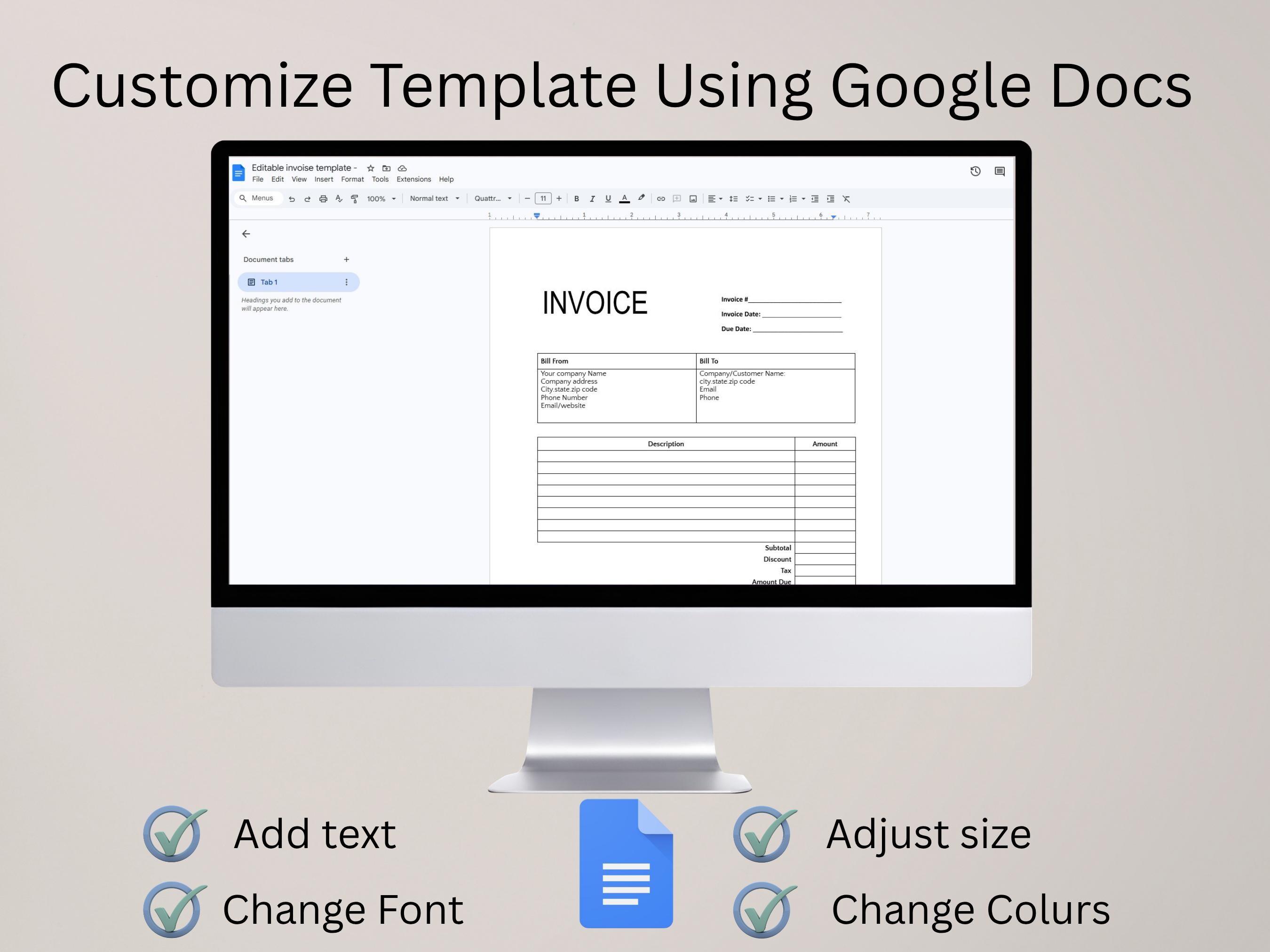 Editable Invoice Template | Professional Small Business Form (word ...