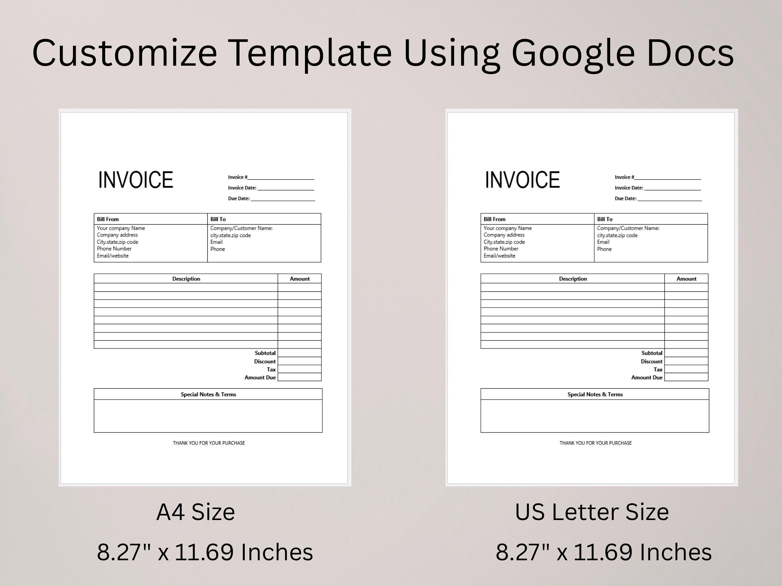 Editable Invoice Template | Professional Small Business Form (word ...