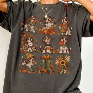 Camiseta Comfort Colors® com estampa de Pointer Alemão de Pelo Curto, Presente para Mãe de Pointer Alemão de Pelo Curto, Camiseta Aconchegante com Estampa de Outono, Camiseta com Vibrações de Outono, Camiseta com Tema de Abóbora, Camiseta com Tema de Cães de Caça