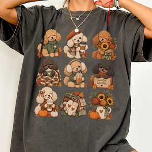 Comfort Colors® Pudel-Shirt für kühlere Tage, Geschenkidee für Pudel-Mamas, Kürbisgewürz-T-Shirt, Herbst-Shirt mit Grafikprint, Kuscheliges Pudel-Shirt, Herbstliebhaber-Shirt