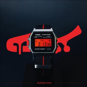 Custom Casio A158WEA-1EF Watch Black Red Stripe Screen Mod – NATO Strap Vintage Digital Watch F91W G shock Mod AE1200 AQ230 A168W