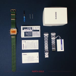 Custom Casio A158WEA-9EF Watch Panavision Egg Yolk Filter – Green NATO Strap Digital Watch Personalized F91W G shock Mod AE1200 AQ230 A168W image 5