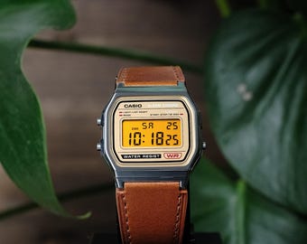 Reloj Casio A158WEA-9EF personalizado con filtro de yema de huevo Panavision – Correa de cuero – Reloj digital personalizado F91W G shock Mod AE1200 AQ230 A168W