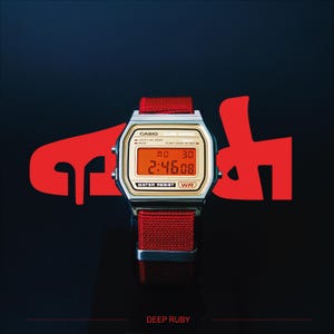 Reloj Casio A158WEA-9EF personalizado con filtro rojo Panavision – Correa NATO rojo oscuro, reloj digital personalizado F91W G shock Mod AE1200 AQ230 A168W