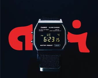 Custom Casio A158WEA-1EF Watch Black Screen Mod – NATO Strap Vintage Digital Watch Personalized Gift F91W G shock Mod AE1200 AQ230 A168W
