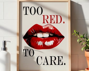 Red Lips Wall Art, Modern Fashion Poster, Chic Typography Print, Beauty Decor (Digital Download)