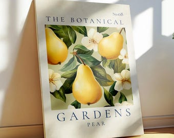 Botanical Pear Print No.08, Vintage Fruit Wall Art, Kitchen Decor (Digital Download)