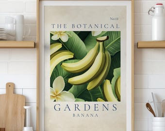 Botanical Banana Leaf Print, Tropical Kitchen Wall Art (Digital Download)