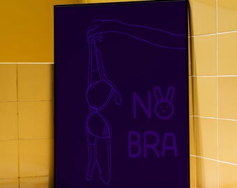 No Bra Line Art Print, Purple Feminine Bedroom Decor (Digital Download)