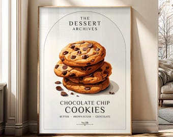 Chocolate Chip Cookies Wall Art, Cookie Kitchen Decor, Bakery Print (Digital Download)