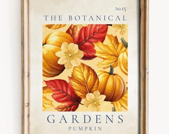 Botanical Pumpkin Print No.15, Autumn Wall Art, Fall Decor Illustration (Digital Download)