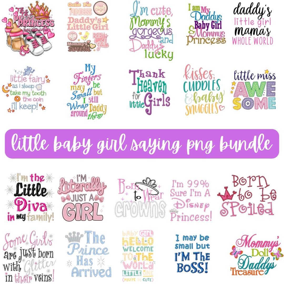 Baby Girl PNG Bundle | Newborn Quotes, Sayings Sublimation (digital ...