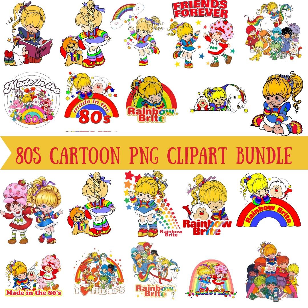80s Cartoon PNG Clipart Bundle: Retro Graphics, Digital Art, Digital ...