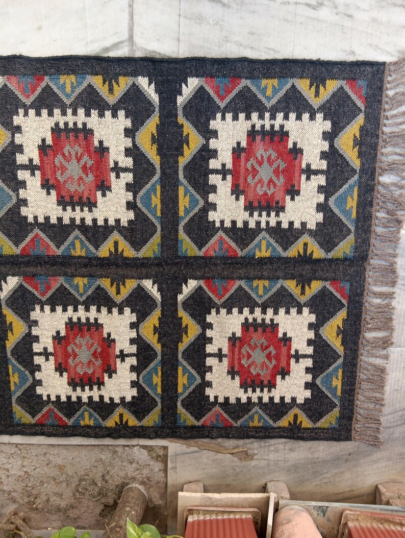Kilim Rug Patterns Handwoven Kilim Rug, Geometric Tribal Wool, Boho Hallway Carpet - Etsy UK