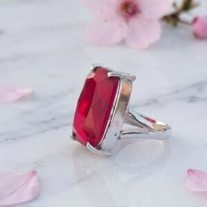 Bold Ruby Red Solitaire Ring , Vintage Inspired Silver Statement Piece ,Romantic Valentine's Day Gift,Handmade Ring,Spacial Gift......