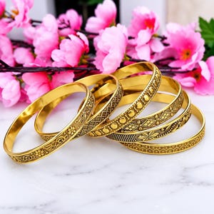 Custom Gold Filled Bangles Stack able Brass Bangle Bracelets Set Bridal Gift