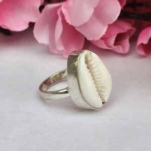 Boho Cowrie Shell Ring, Sterling Silver Ring,Ocean Lover ring,Meditation Ring,Handmade Ring,Ring For Women,Birthday Gifts, Statement Jewelry