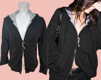 Vintage Diesel Zip Hoodie L Waffelmuster Strick Double Zip Y2K