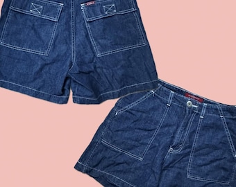 Vintage 90s Lois Denim Utility Shorts Size 28 Made in Canada