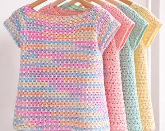 Patroon naadloze gehaakte raglan zomertop – T-shirt met boothals voor beginners (pdf-download)
